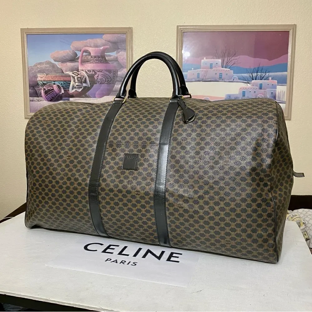 CELINE Black Brown Pvc Leather Travel Bag 🧳 MC98/2